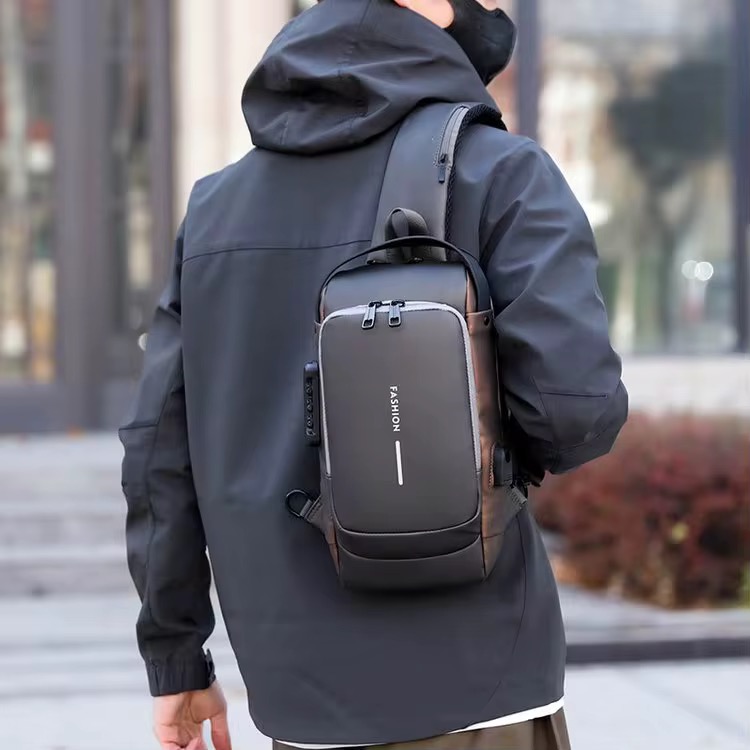 Grey & Brown Chest Bag