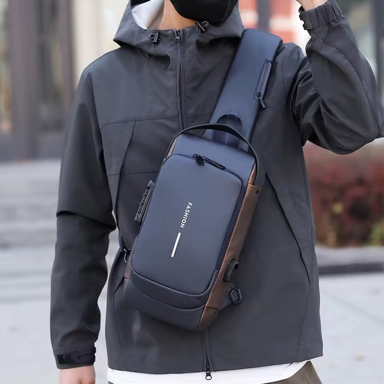 Blue & Brown Chest Bag
